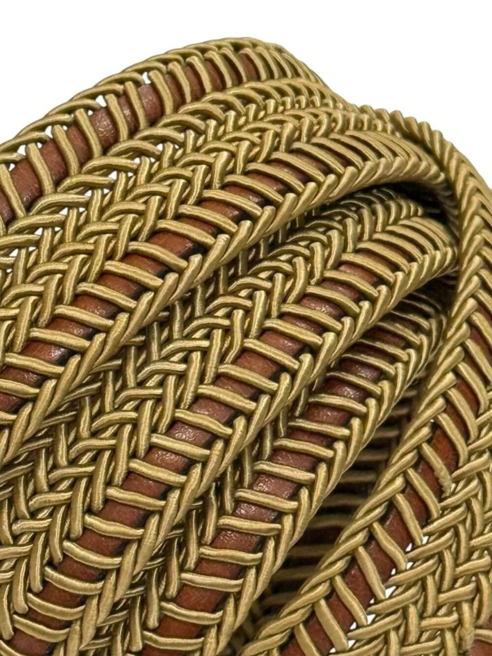 Torino Men's Belt Braided Leather Adjustable Brown Tan Silver Buckle USA Size 38
